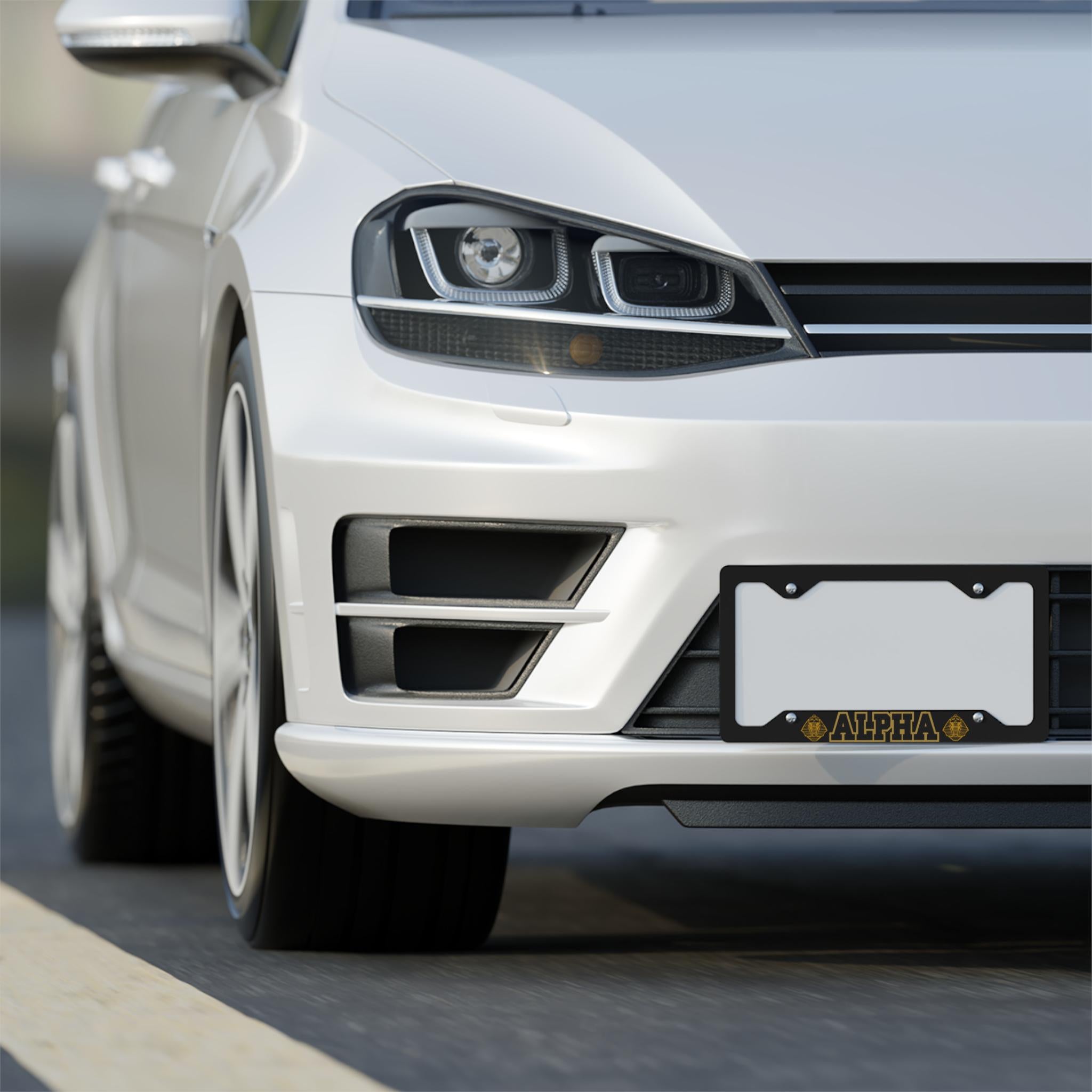 Alpha Metal License Plate Frame